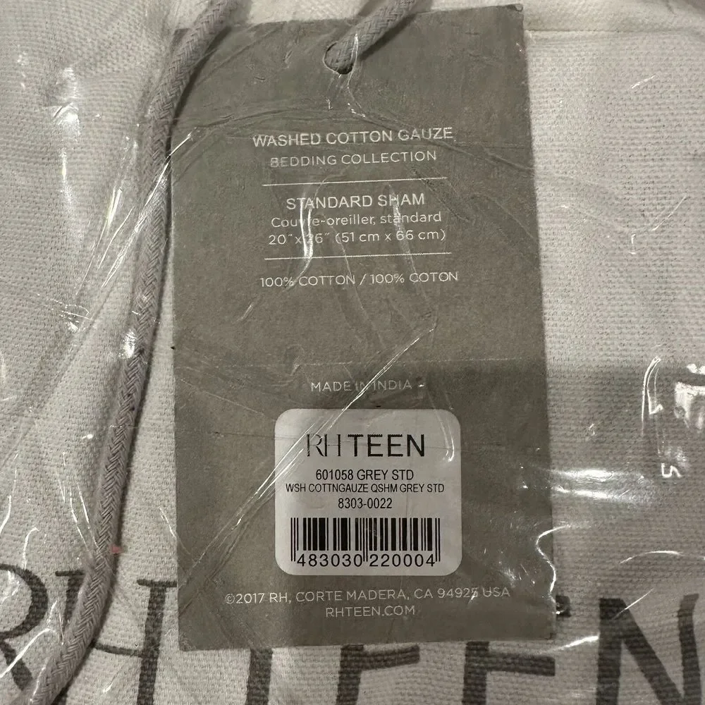 Restoration Hardware RHTeen Washed‎ Cotton Gauze Quilted Standard Shams Grey x 3
